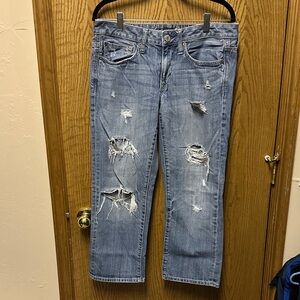 Vintage American Eagle Outfitters Distressed Straight Leg Cropped Jeans